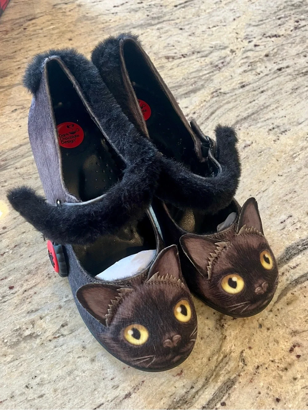 NWT Dark Chocolate design Hot Chocolate Design cat noir heels